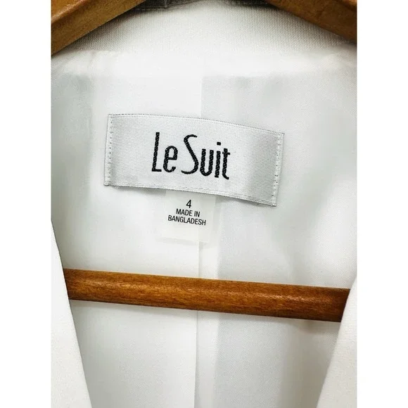 Le Suit Womans White 2-Piece Skirt Suit Set Sz 4 Lined Career Office - Picture 5 of 15